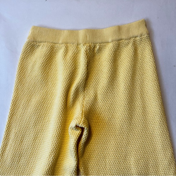 Free People FP Beach Hailee crochet waffle knit pants M Yellow Relaxed Pull on - Picture 7 of 7